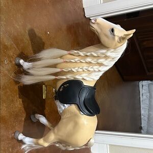 Our Generation Blonde Braided Mane Horse with Black Saddle